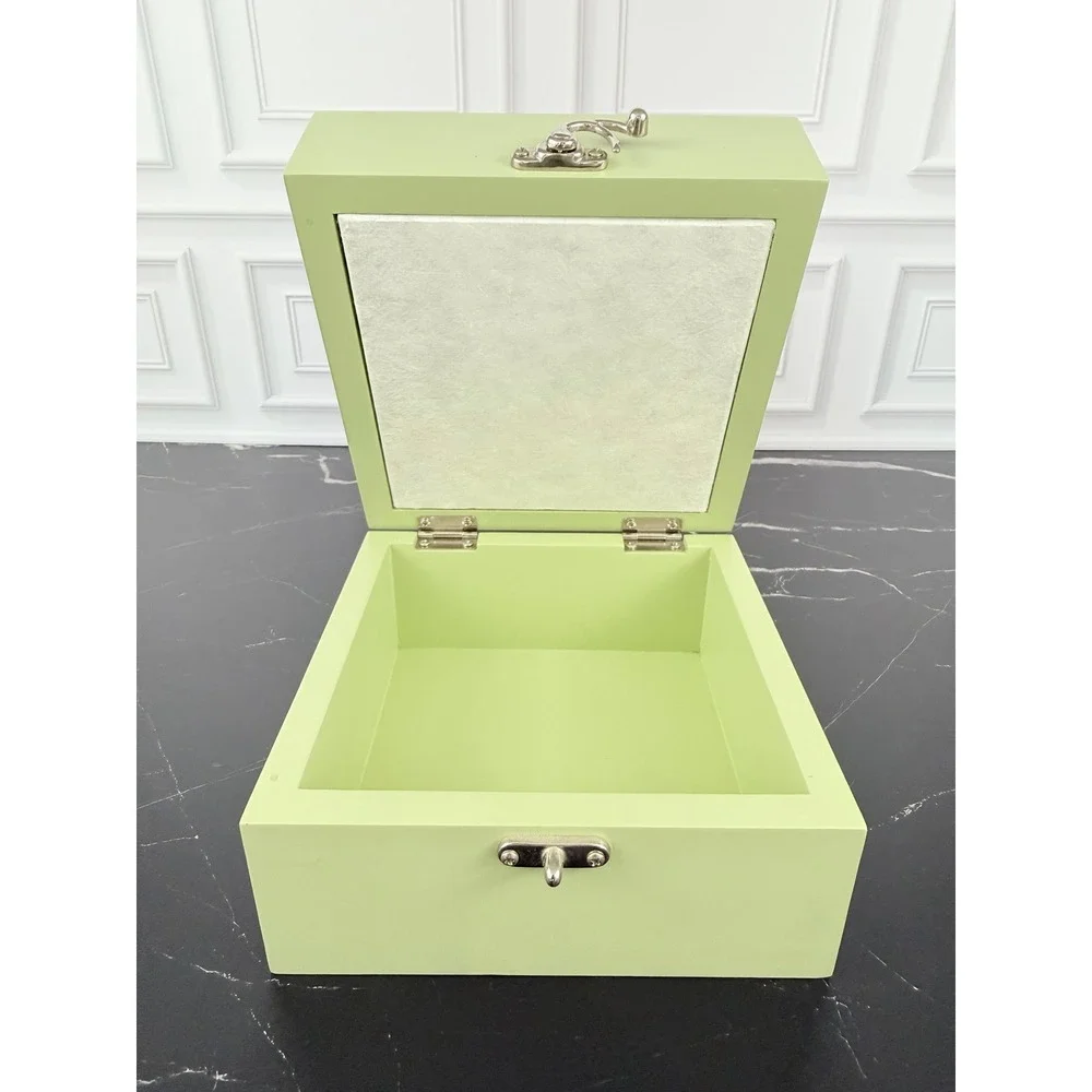 Sage Green Wooden Latching Shadow Box Yellow Roses 6